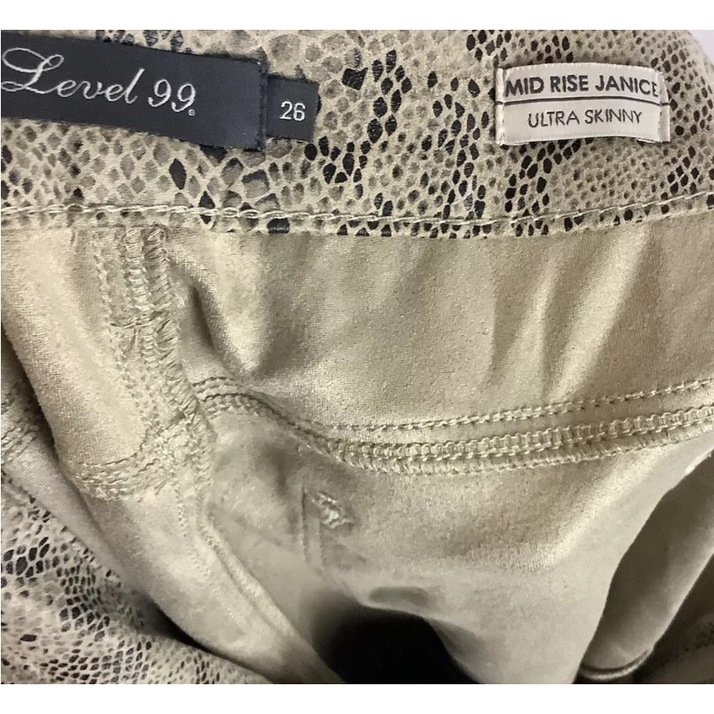 Anthropologie Sz 26 Janice Ultra Skinny Python Print Jeans Brown Polyester - Picture 6 of 8